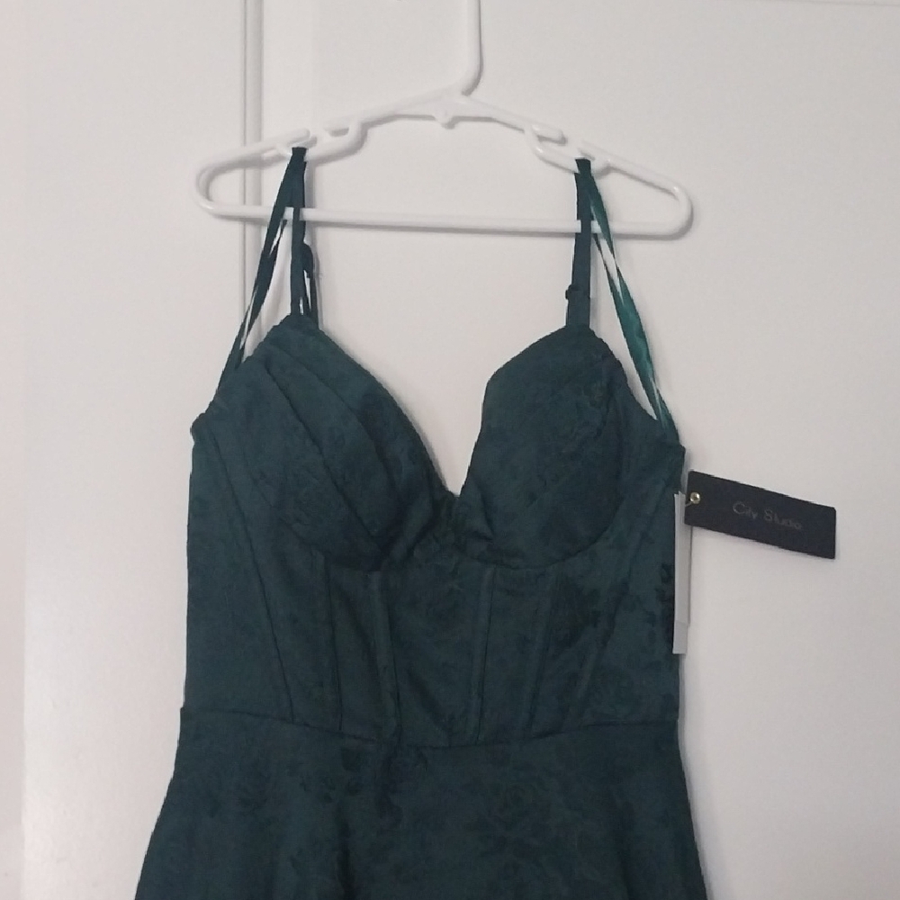 City Studios Teal Dress with Floral Design
